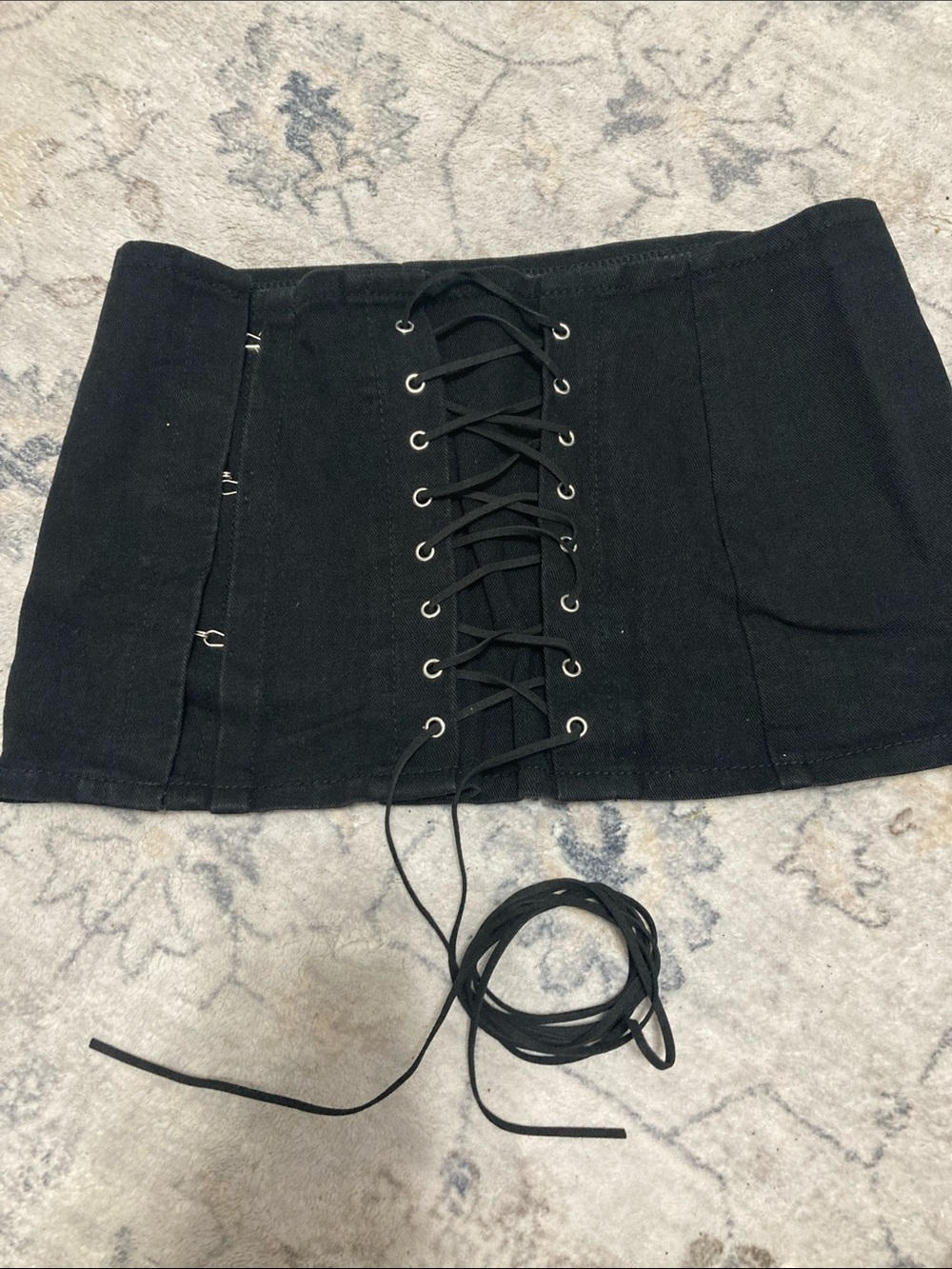 Black Lace-Up Waist Corset Skirt - Women